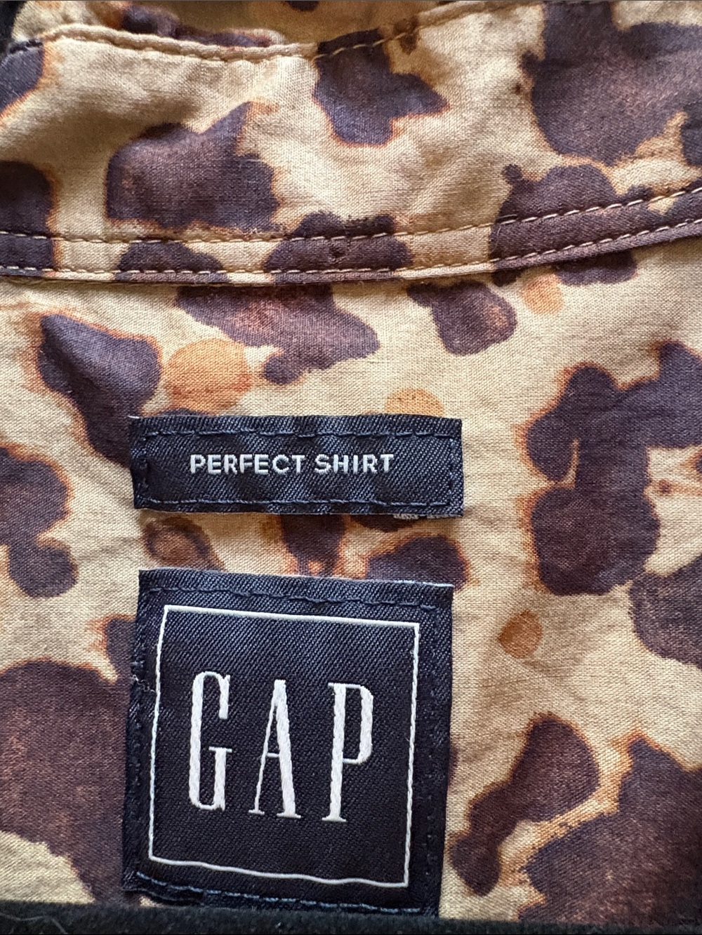 GAP Leopard-Print Button Front Shirt - Brown & Tan Size Medium - Picture 6 of 7